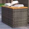 Garden Side Table Grey and Brown PE rattan and solid acacia wood