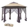 13' x 13' Pop Up Gazebo, Hexagonal Canopy Shelter with 6 Zippered Mesh Netting