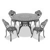 5-Piece Set Of All-Weather Cast Aluminum Dining Furniture Set With Black Frame