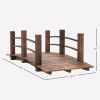 5 ft Fir Wood Garden Bridge with Side Railings, Arc Walkway for Backyards, Gardens & Streams, Stained Wood