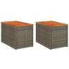 Garden Side Table Grey and Brown PE rattan and solid acacia wood