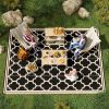 Outdoor Rug 9x12 Modern Reversible Folding Plastic Four Straps for Backyard Deck Picnic Camping Black Beige