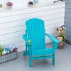 Adirondack Chair, Campfire chair and Deck Chair, Classic Lounge w/ Built-in Cupholder for Patio, Backyard, Deep Sky Blue