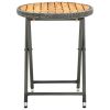 Tea Table Gray 23.6" Poly Rattan and Solid Acacia Wood