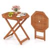 Octagon Folding Patio Table with 2 Inches Umbrella Hole