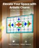 Stained Glass Window Panel, 26 x 16 in, Tiffany Style Hanging Transom Window Panel with Chain, Large Horizontal Rectangle Stain Glass
