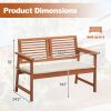 2-Person Solid Wood Patio Bench with Backrest and Cushion - Gallery View 1 of 9