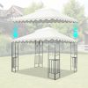 10x10 Ft Outdoor Patio Gazebo Replacement Canopy,Double Tiered Gazebo Tent Roof Top Cover Only wavy border(Frame Not Include)-Beige
