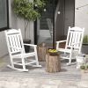 2PCs Outdoor Rocking Chair White with Armrests Fade-Resistant Waterproof HDPE for Indoor & Outdoor Relaxation