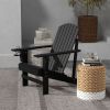 Modern Adirondack Chair with Cupholder Supports 330 lbs for Patio Garden Lawn Black