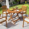 35.5 Inch Solid Wood Patio Dining Table Octagon Table with 1.97 Inch Umbrella Hole