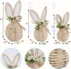 Set of 3 Easter Decorations for Home Table Centerpieces Rattan Bunny Set with Flowers Neutral Easter Decor