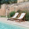 1 Piece 10ft Classic Hanging Umbrella Patio Shade Offset Outdoor Market Umbrella with Cross Base Waterproof UV Protection Burgundy